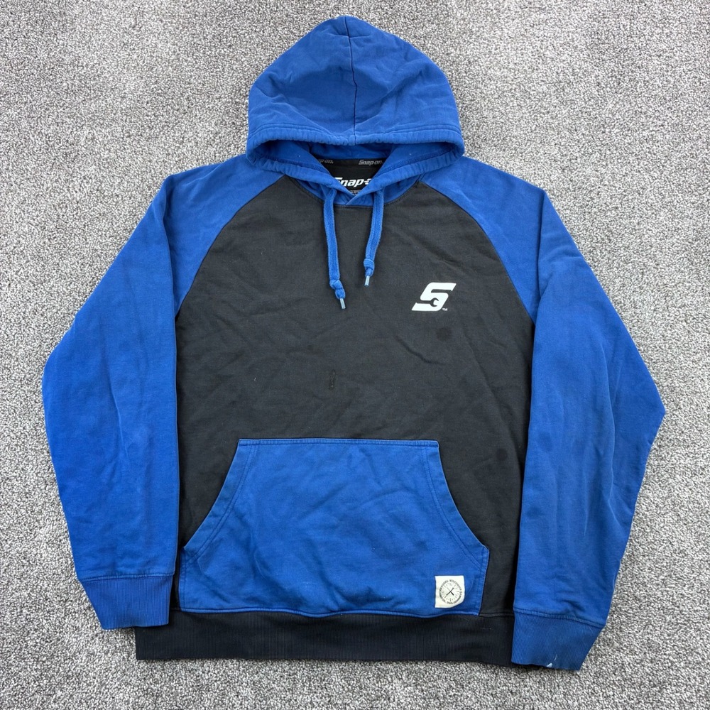 Snap-On Tools Hoodie Mens Large Blue Black Raglan Freedom Eagle Mechanic